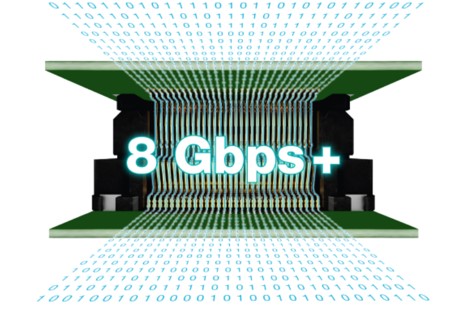 Features a two-point contact structure for high contact reliability and supports data transfer rates of 8 Gbps or higher