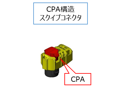CPA構造スクイブコネクタにはCPAボタンを押し嵌合する